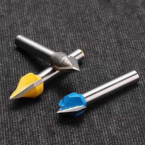 Genmitsu 1/4'' V Grooving Router Bit Set, 60 Degree & 90 Degree CNC Router Bits, 3D V Shape Milling Wood Cutter Knife CNC Engraving Router Bit, VG03A Genmitsu