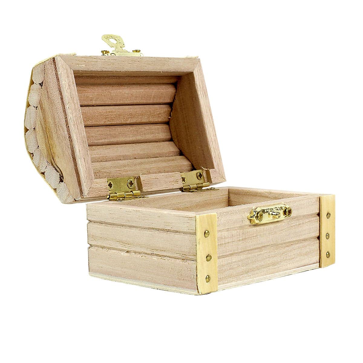 3.5” Unfinished Wood Treasure Chest by Make Market - Ready-to-Decorate Wood Box for Trinkets, Coins, Valuables - Bulk 12 Pack Make Market