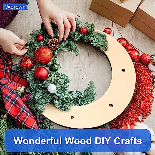 Worown 6 Pack Wooden Wreath Form, 8 inches (Outer Diameter) Wooden Wreath Frame, 5mm Thickness Wood Wreath Ring for Creating Beautiful Floral Worown