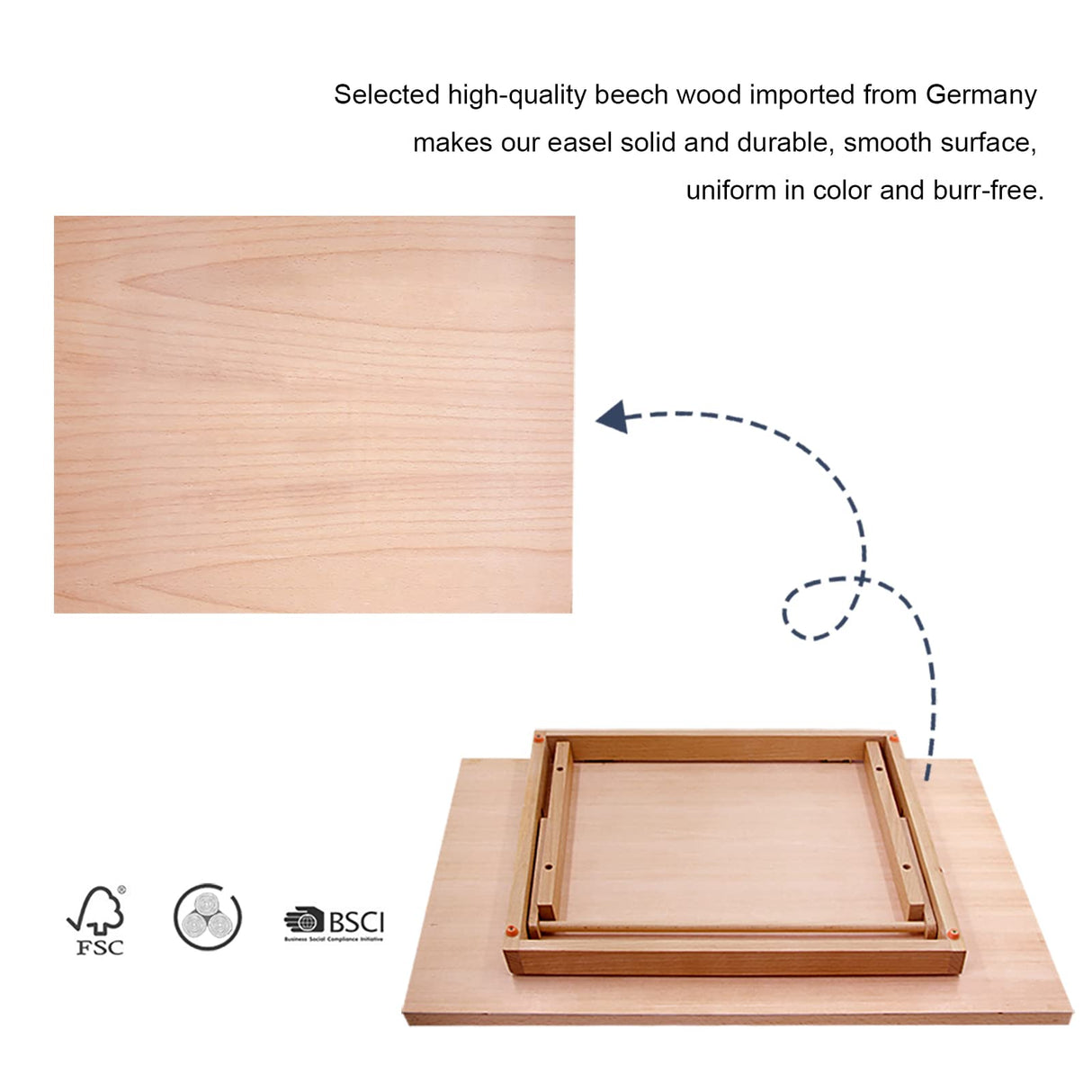 Large Artist Drawing & Sketching Board, 6-Position Adjustable Wood Drafting Table Easel, 24.8"L x 16.5" W (A2) Art Easel for Artist, Beginners, Miratuso