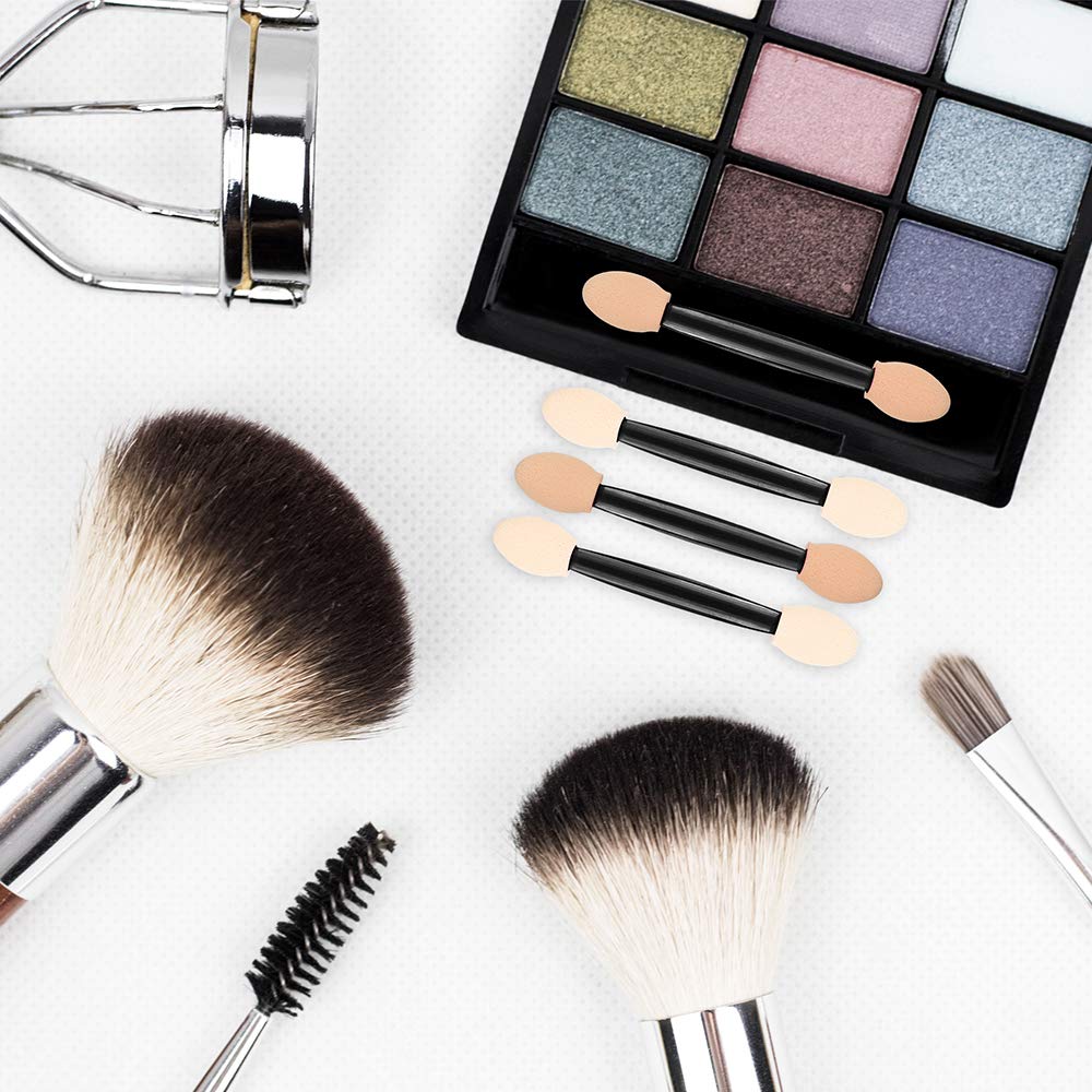 MORGLES Eyeshadow Applicators, 50pcs Eyeshadow Brush 2.4 Inch Eye Shadow Applicator Sticks Double Sided, Makeup Applicator for Women Girls, Black MORGLES