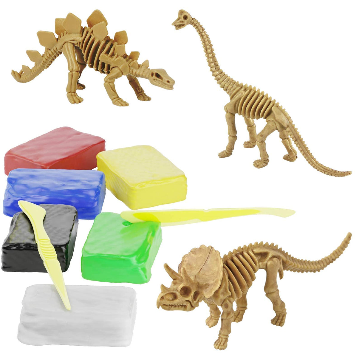 Dino Models, Clay Craft Kit - Dinosaur Arts and Crafts for Kids- Build a Dinosaur Gifts for Boys & Girls - Build 4 Dinos with Air Dry Magic Modeling Dan&Darci
