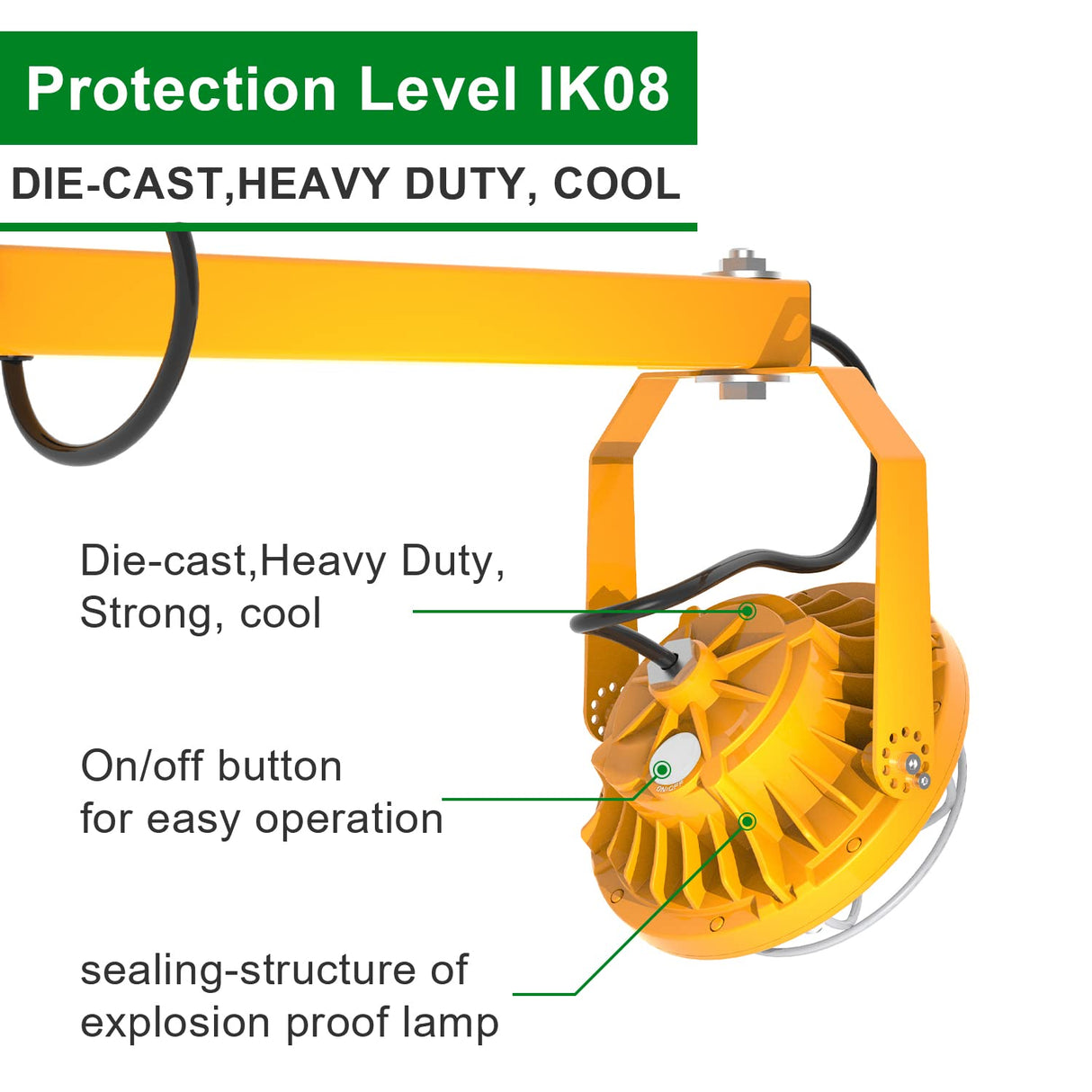 OSTEK LED Loading Dock Lights 30W with Swing Single Folding Arm 4,200LM, 360° Rotatable Lamp Head, IP65 Heavy Duty Wall Mounting Workbench Light for OSTEK