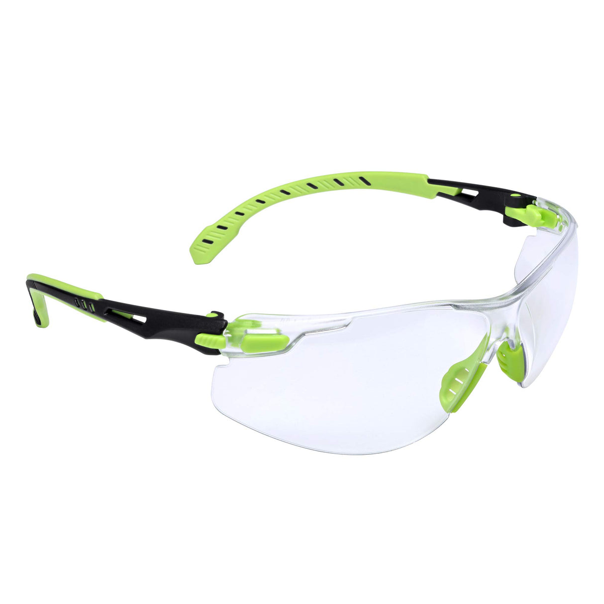 3M - S1201SGAF Safety Glasses, Solus 1000 Series, ANSI Z87, Scotchgard Anti-Fog, Clear Lens, Green/Black Frame 3M