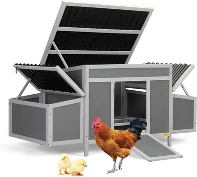 COZIWOW Durable Assembled Wooden 59" L Outdoor Large Chicken Coop with Two Nesting Boxes, Comfortable Hen House, Indoor Weatherproof Rabbit Hutch