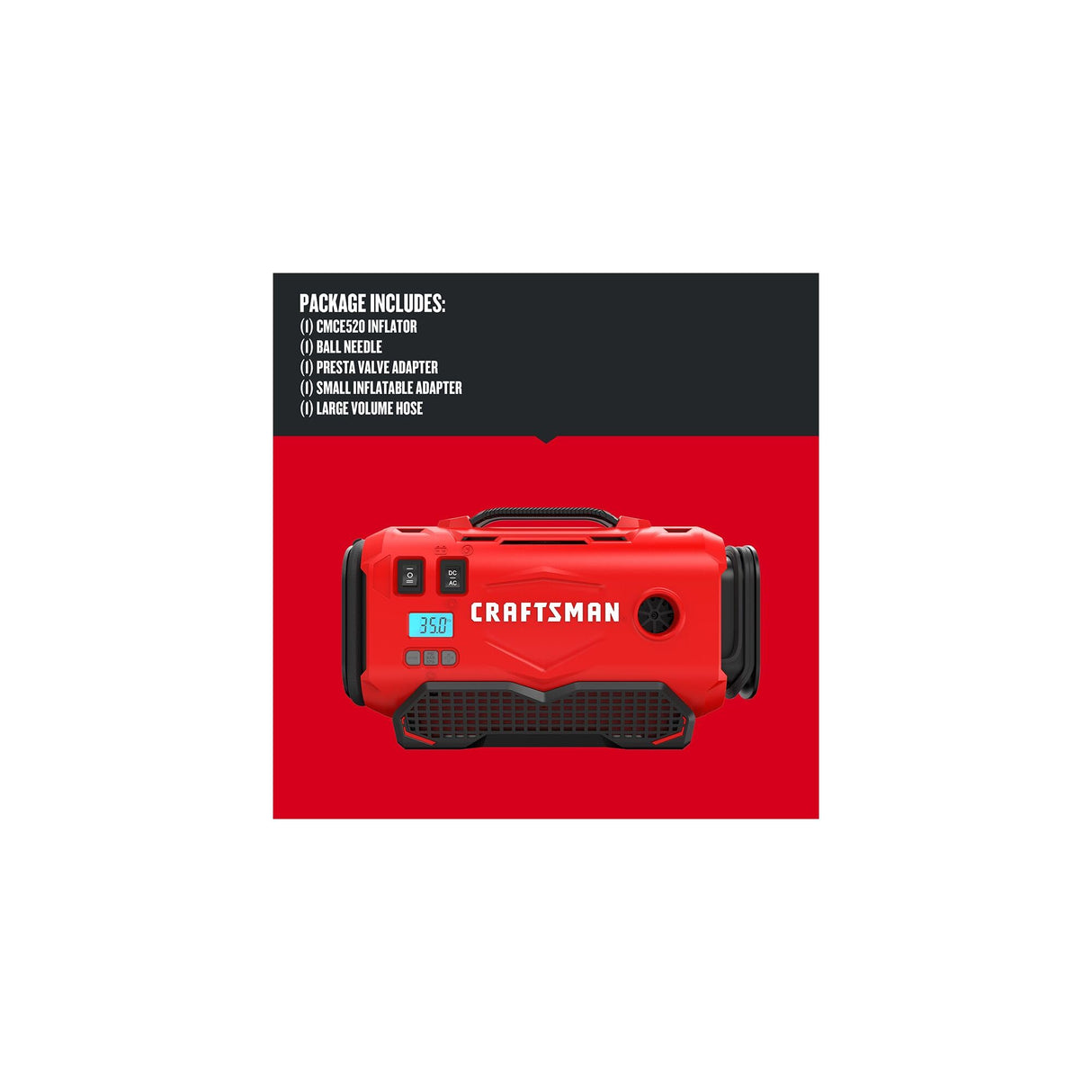 CRAFTSMAN V20 Tire Inflator, Compact and Portable, Automatic Shut Off, Digital PSI Gauge, Bare Tool Only (CMCE520B) Craftsman