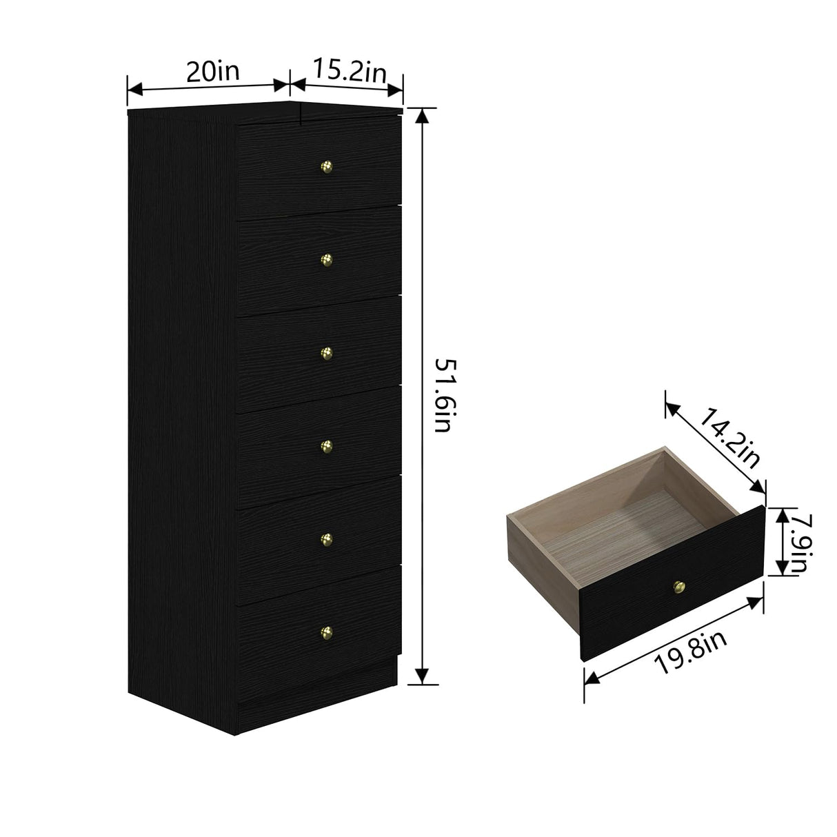 Modern 6 Drawer Vertical Dresser, Wood Tall Chest of Drawers N Arrow Storage Organizer with Wide Drawers & Metal Gold Handles for Bedroom, Living Panana