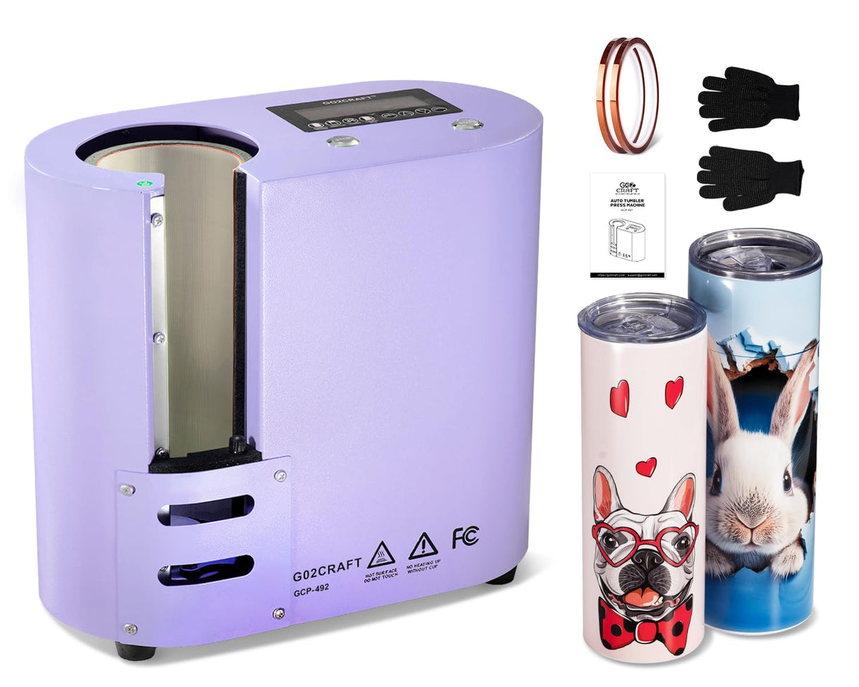 GO2CRAFT Auto Seamless Tumbler Heat Press Machine, Automatic Rotation Advanced Cup Heat Press with Fast & Even Heating, 4 Memory Modes for 11-30oz GO2CRAFT
