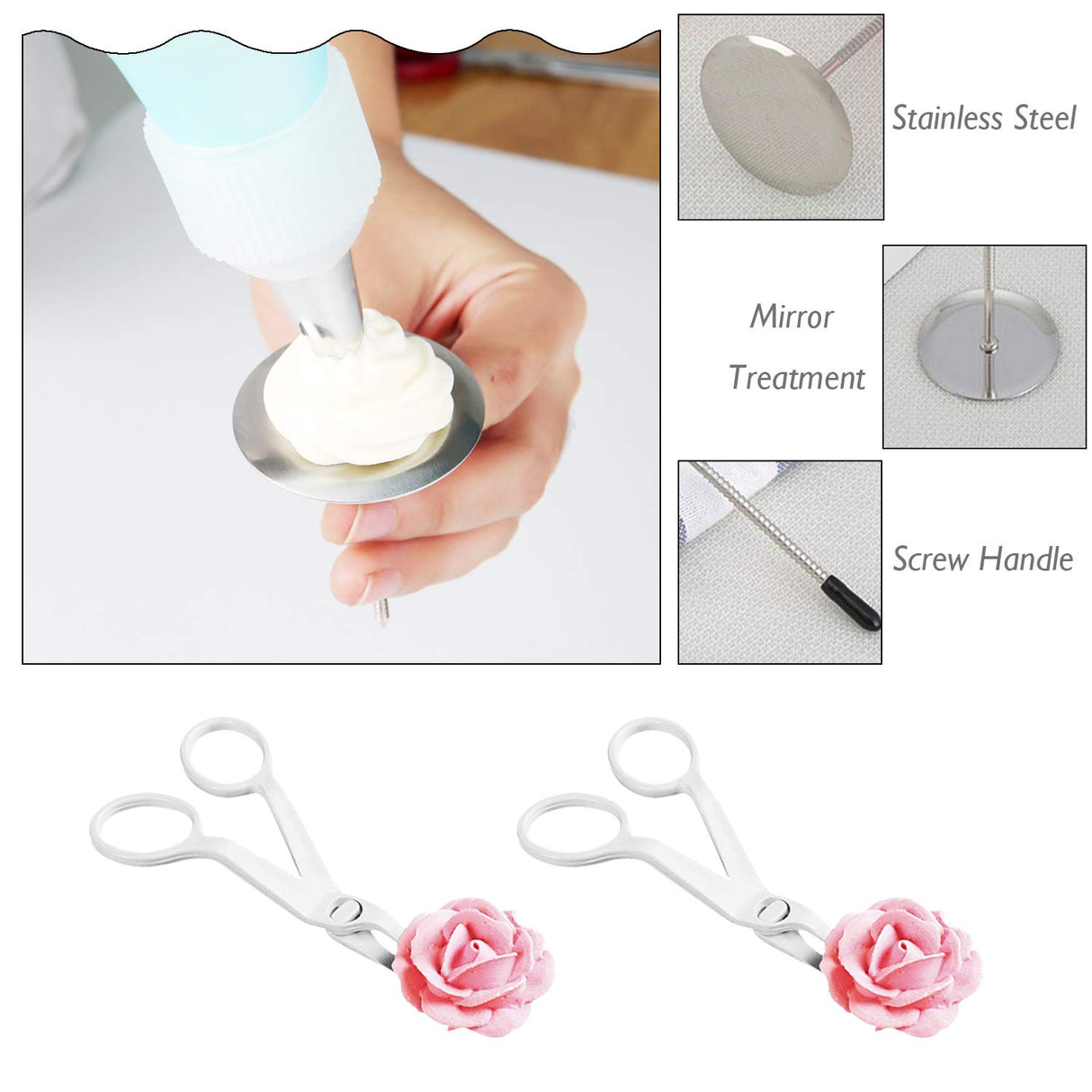 Woohome 17 PCS Flower Nails Cake Decorating Supplies Includes 4 Size Cake Flower Nail and 9 PCS Plastic Cake Flower Nail, Flower Lifters, Cake Flower Woohome