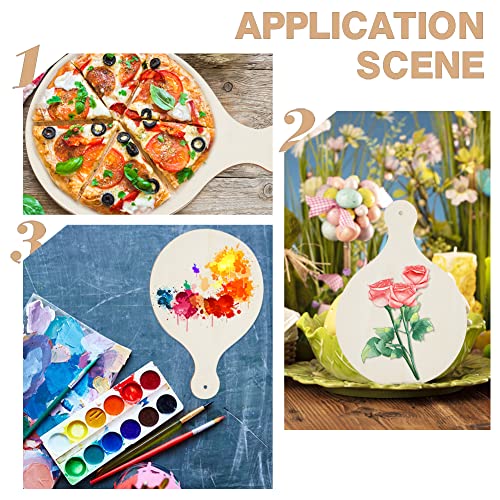 OLYCRAFT 16pcs Wood Craft Cutting Board with Handle Mini Wooden Cutting Board Round Unfinished Wood CheeseServing Tray for DIY Christmas Decor Home OLYCRAFT