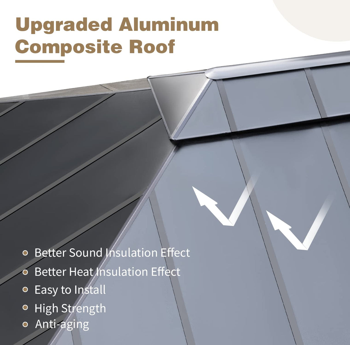 MELLCOM 12x20FT Hardtop Gazebo, Permanent Outdoor Aluminum Patio Gazebo with Aluminum Composite Double Roof for Patio Lawn and Garden, Curtains and MELLCOM