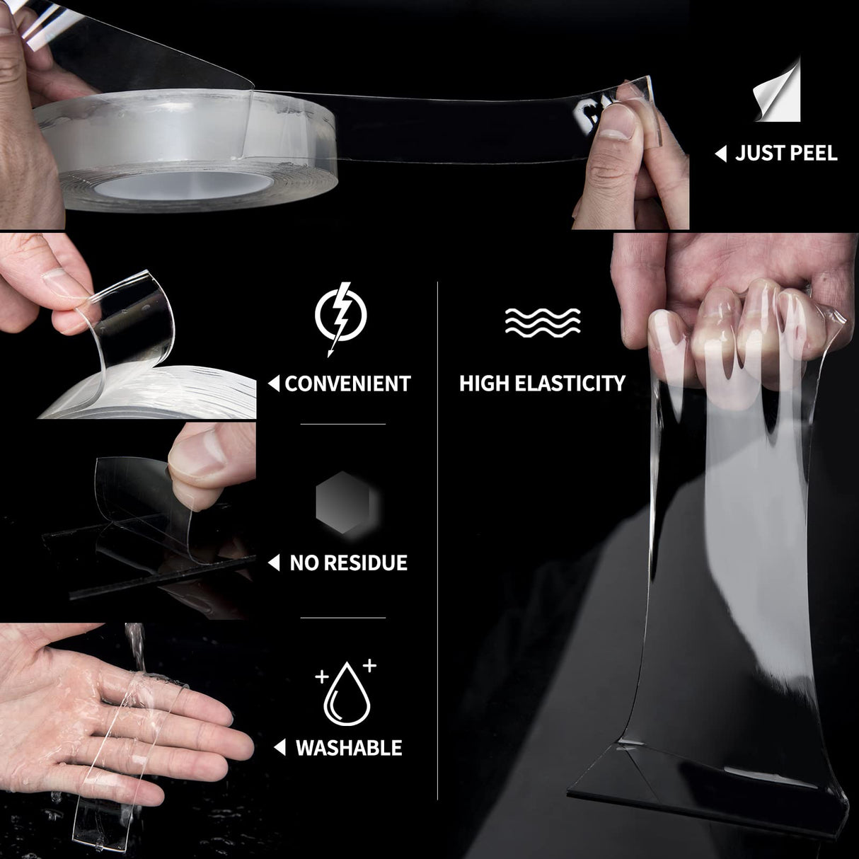 Art3d Double-Sided Tape (10FT) Mounting Tape, Multipurpose Removable Adhesive Foam Tape, Transparent Tape for Paste Items, Household Art3d