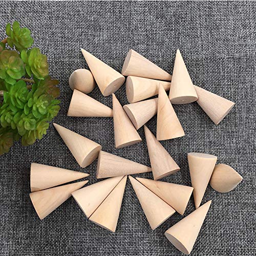 Jingyi E-commerce 15 Pcs Small Natural Wood Cone Ring Holders Ring Display Stands Organizer Holders Jingyi E-commerce
