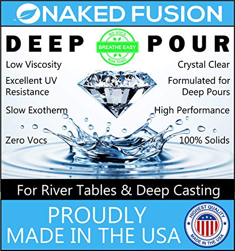 NAKED FUSION Epoxy Resin Crystal Clear-Deep Pour 2 Inch - Original Formula -Art Epoxy Casting Resin-3 Gallon Kit-for River Tables, Deep Resin Molds NAKED FUSION