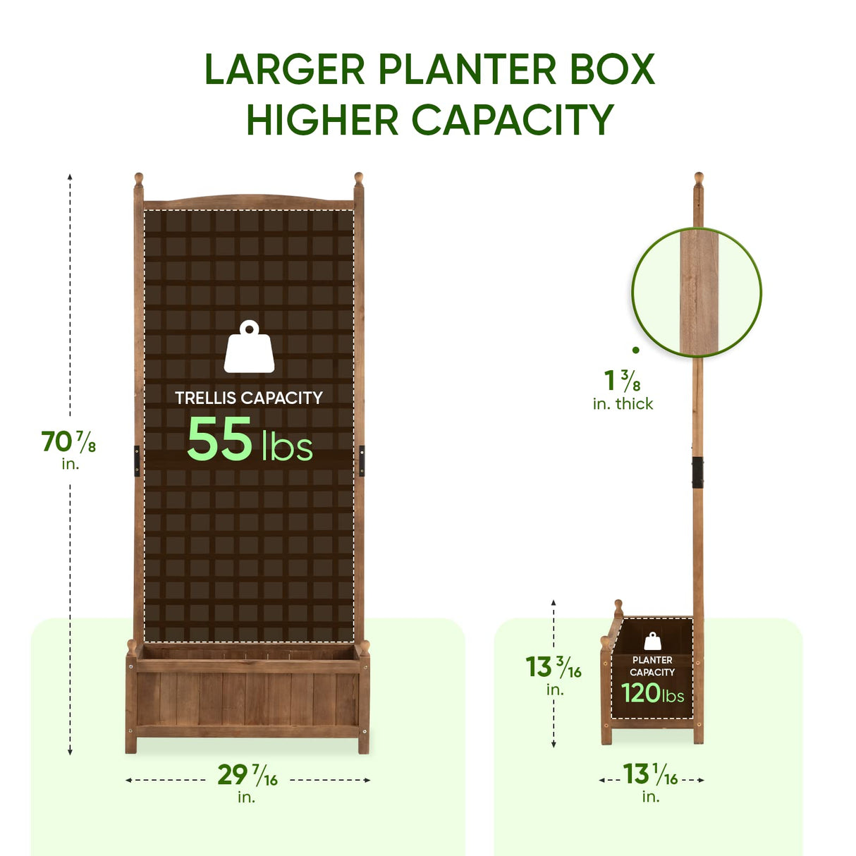 Idzo Raised Garden Bed with Trellis, Durable Oil Coated Planter with Trellis, 71 Inches Height Vertical Gardens Outdoors with Convenient Non Woven IDZO