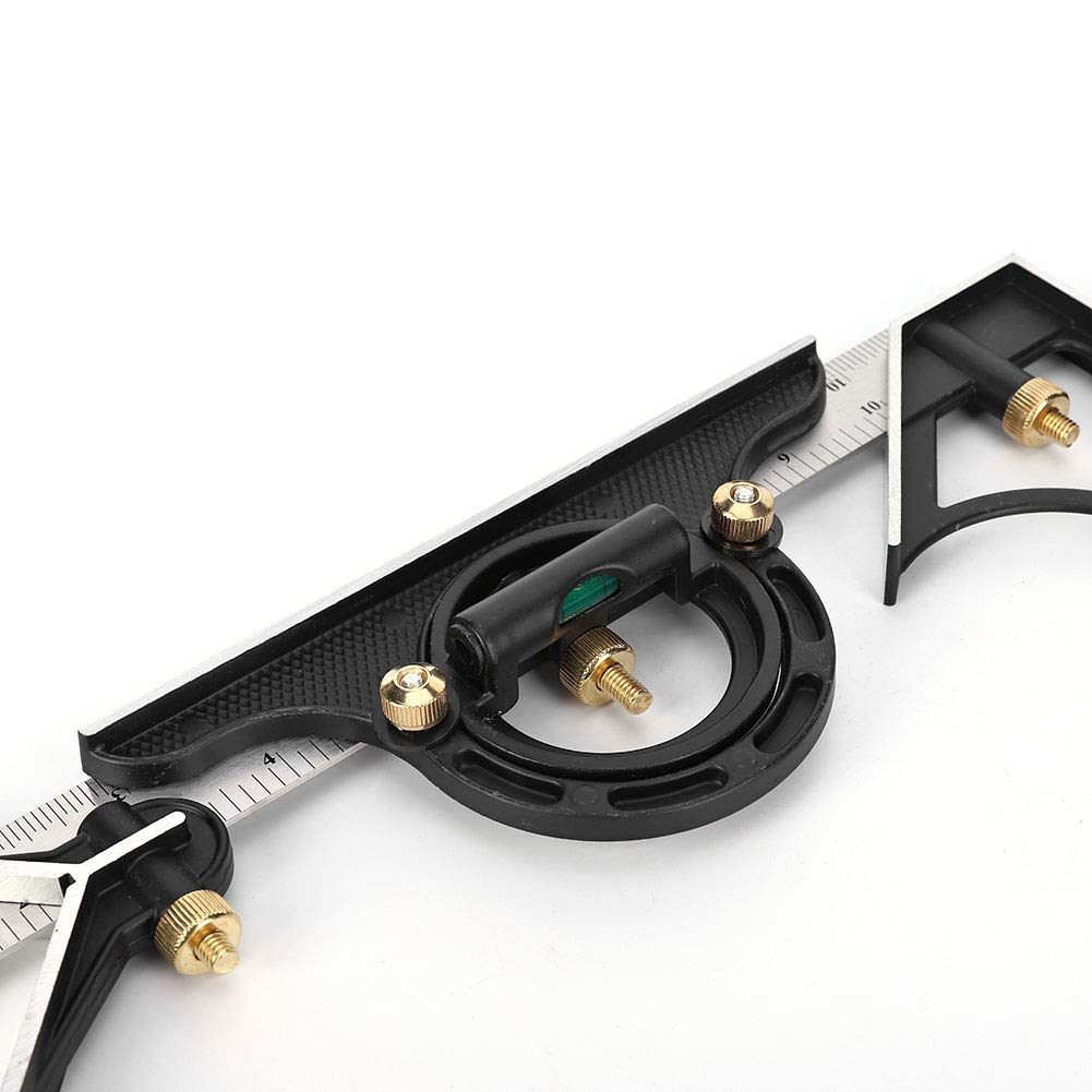 Combination Tri-Square Set, 300mm Stainless Steel Angle Ruler, 0-180° 0.01 Precision Protractor Measure POCREATION