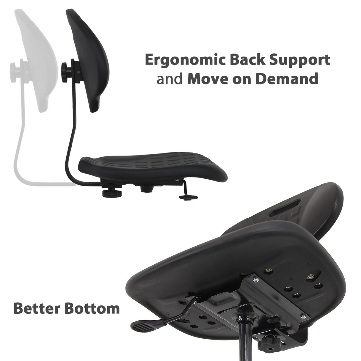 BenchPro Deluxe Polyurethane Chair With 18” Adjustable Footring and Heavy Nylon Base , 21"-31" Height Adjustment, 450 lbs Capacity BenchPro