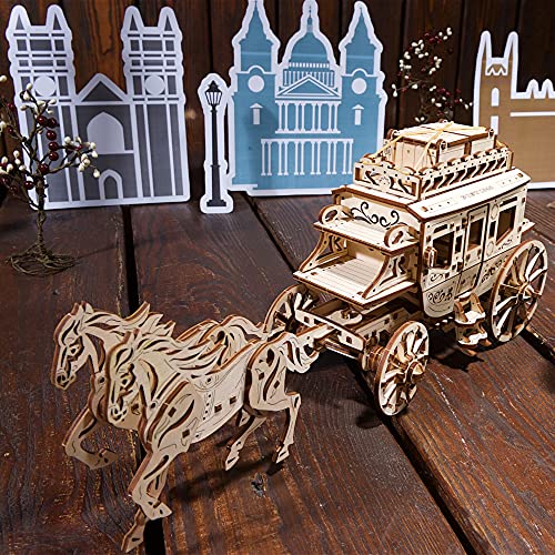 UGEARS Mechanical Wooden 3D Puzzle Model Stagecoach Construction Set UGEARS