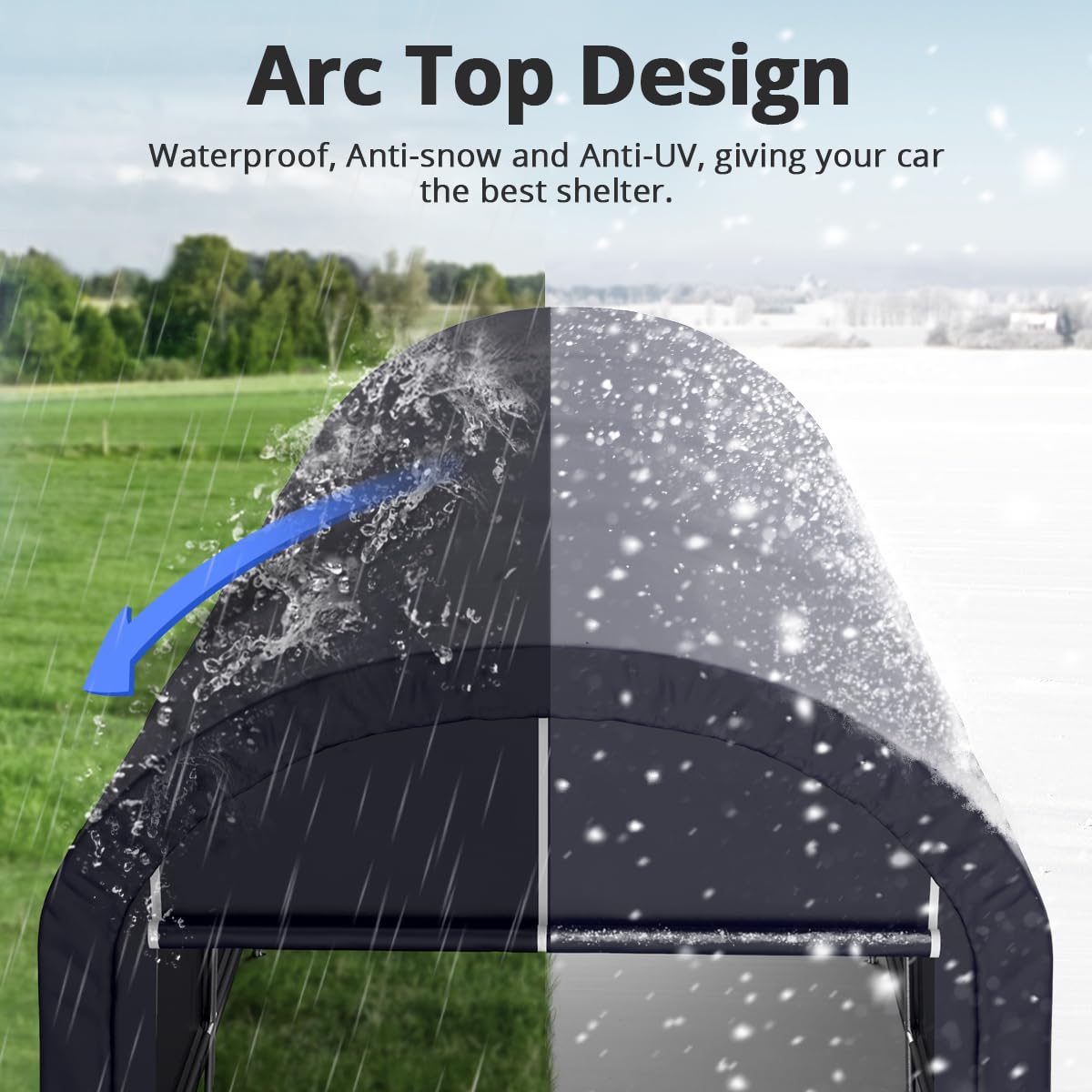 KING BIRD 10' x 20' Round Style Garage Shelter Anti-Snow Heavy Duty Storage Shelter Carport Portable Canopy Storage Shelter Shed for Boat, Patio KING BIRD