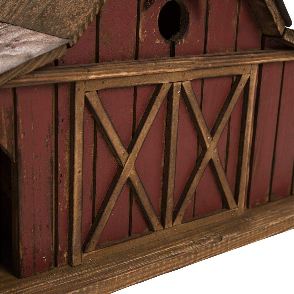 Glitzhome 20.67" L Birdhouse for Outside Rustic Wood Barn Design Extra-Large Hand Painted Bird House glitzhome
