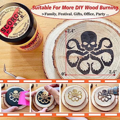 Scorch Paste - Wood Burning Paste, Wood Burning Gel for Crafting & Stencil, Stable Heat Activated Paste, Accurately & Easily Burn Designs on Wood, Scorch Paste