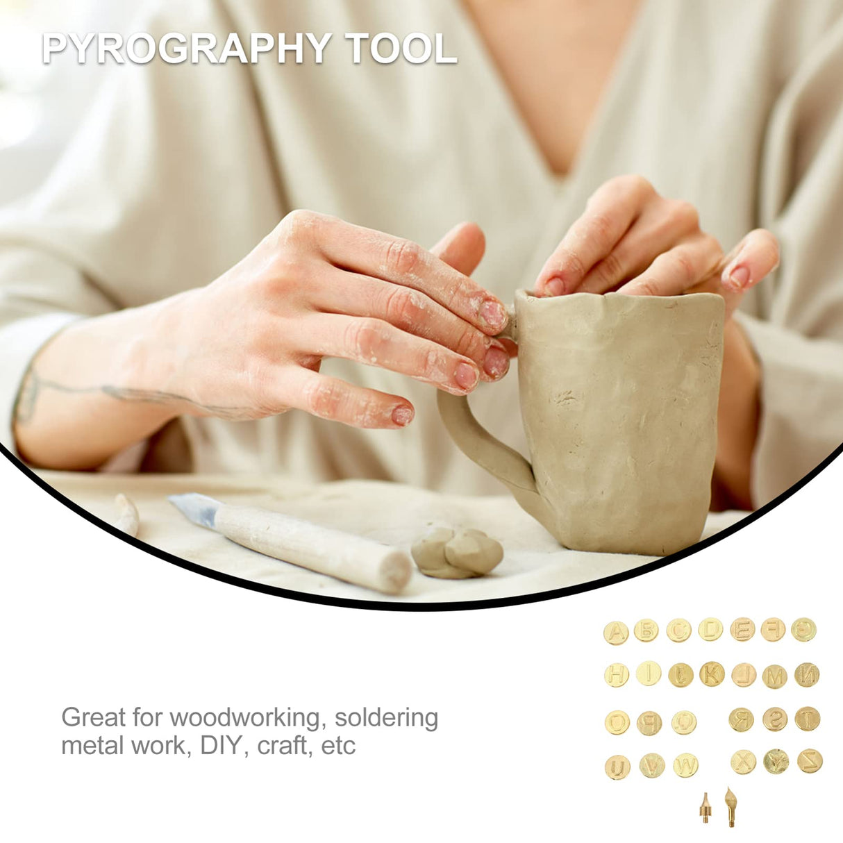 Versatile 28-Piece Copper Letter Soldering Iron Set for Wood and Leather Branding Healifty