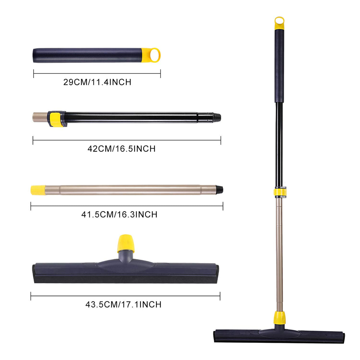 Yocada Floor Squeegee Scrubber Adjustable Telescopic Pole Heavy Duty Household Broom EVA Foam Blade for Garage Courtyard Shower Bathroom Floor Marble Yocada