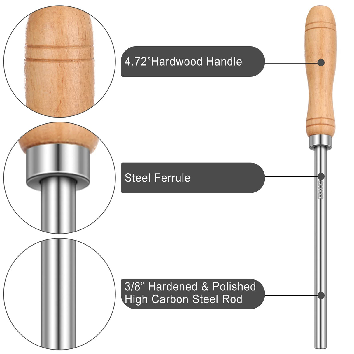Therwen Scraper Burnisher and 6 Pcs Multi-Shaped Scraper Set Burnishing Tool Card Scraper Woodworking Include 3 Rectangle 1 Gooseneck 1 Curved 1 Therwen