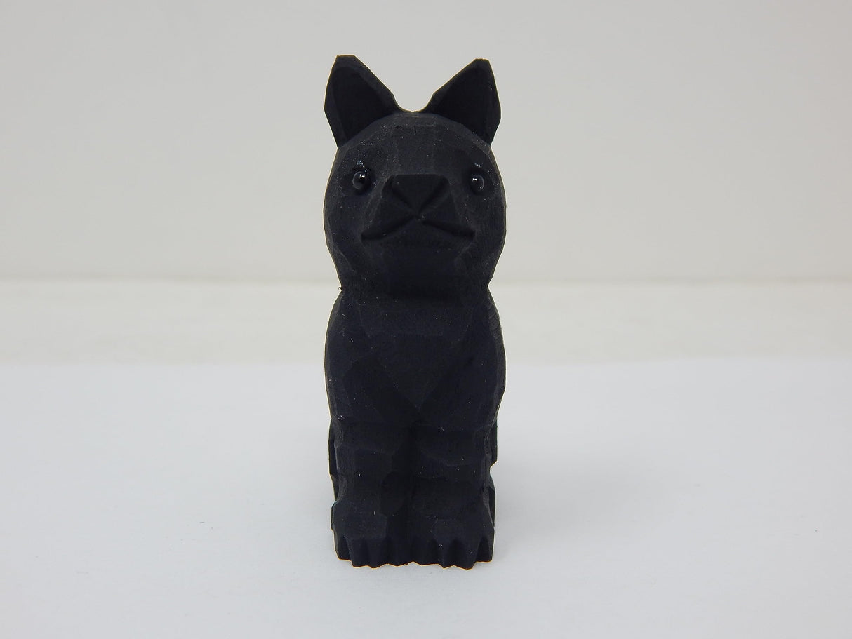 Selsela Black Cat Figurine Handmade Wood Carved Small Statue Halloween Decor Pet Craft Miniature Animal Selsela