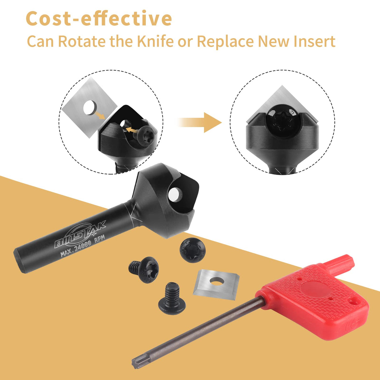 BINSTAK 90 Degree V Groove Router Bit 1/4 Inch Shank, Carbide Insert Wood CNC Router Bits for Woodworking Engraving Carving BINSTAK