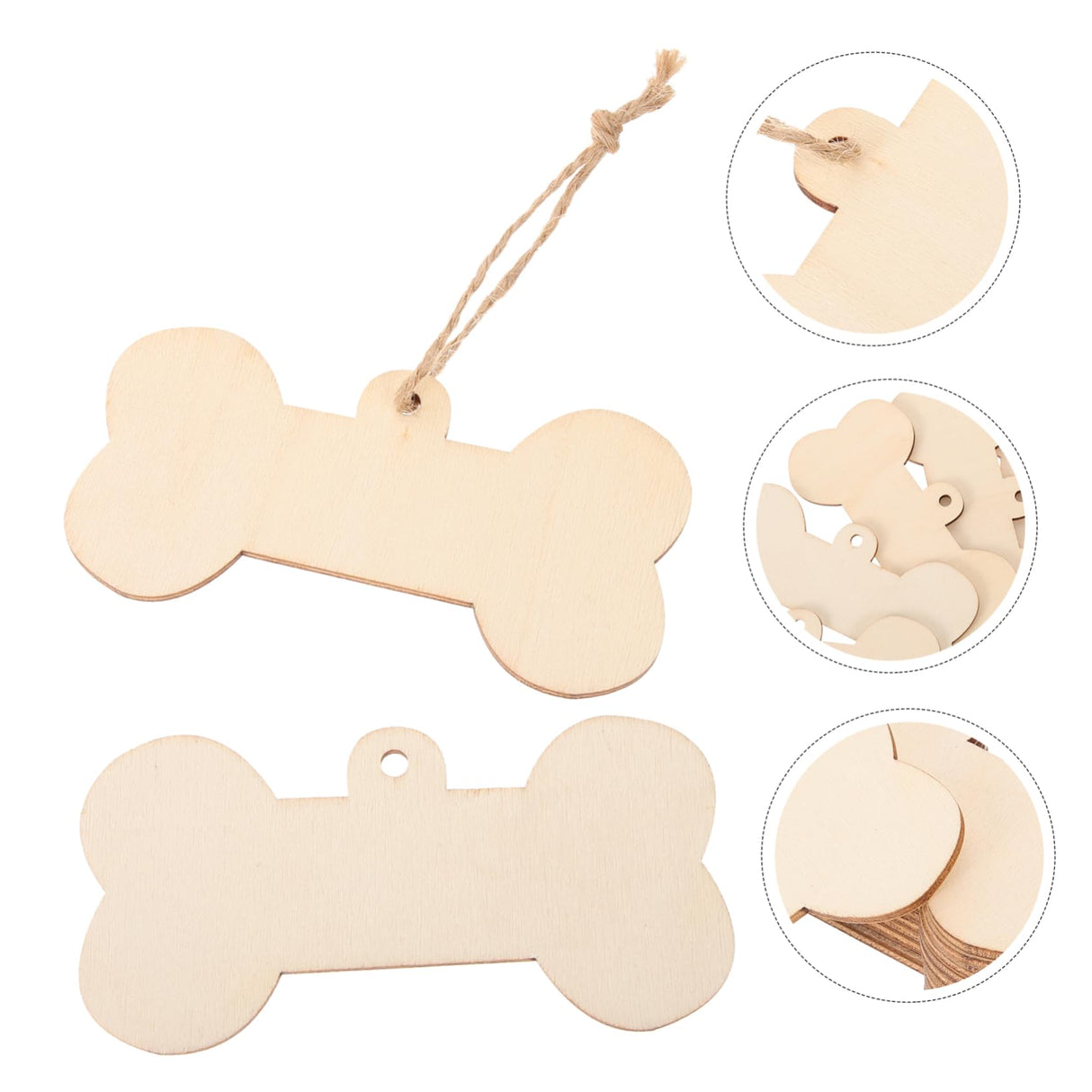 VOSAREA 1 Set Bone Wood Chips Dog Bone Gift Tags Embellishments Gift Tags Wood Dog Bone Cutouts Graffiti Wood Cutout Pet DIY Tag Unfinished Wooden VOSAREA
