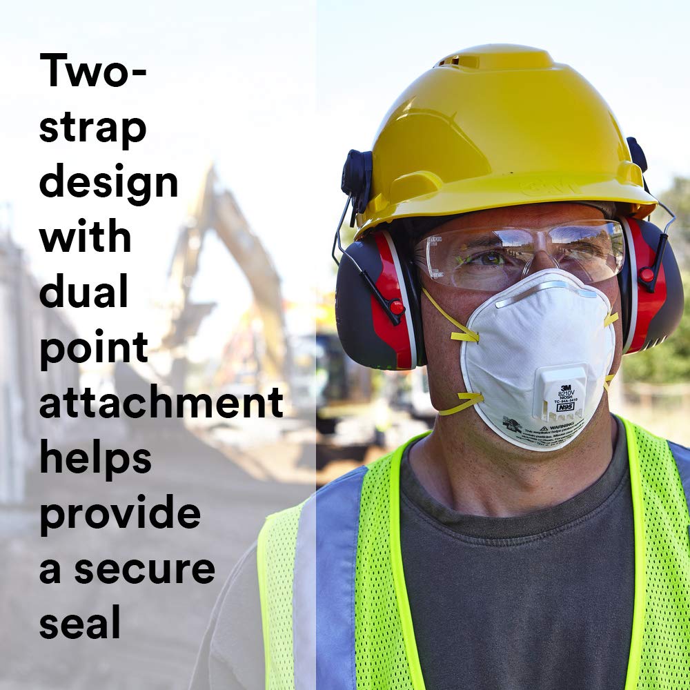 3M 8210V Particulate Respirator with Cool Flow Valve, Grinding, Sanding, Sawing, Sweeping, Woodworking, Dust, 10/Box 3M