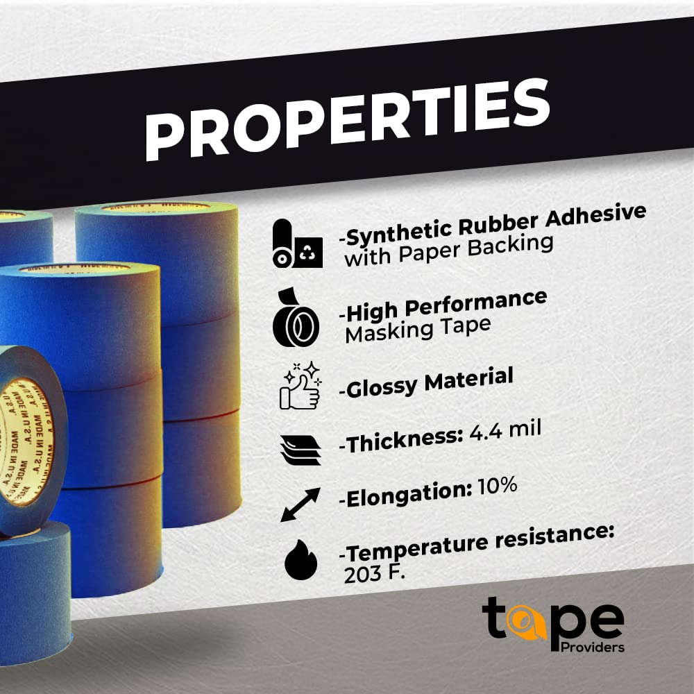 WOD PMT21B Blue Painter’s Tape - 2 inch x 60 yds. Thick & Wide Masking Tape for Safe Wall Painting, Building, Remodeling, Labeling, Edge Finishing WOD Tape