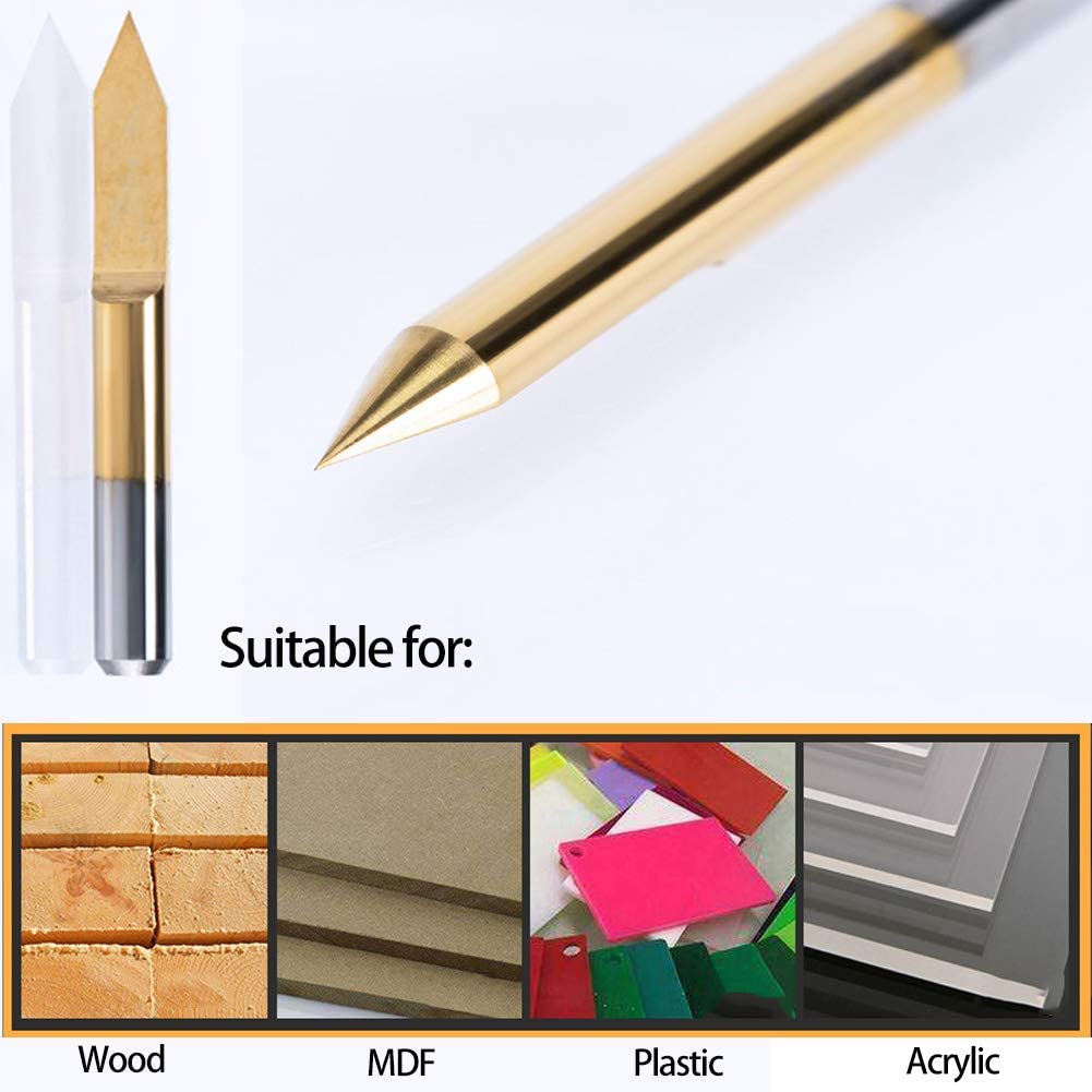 HUHAO 60 Degree V Groove Bit 0.2mm Tip 10PCS Carbide 3d Cnc Router Bit 1/8 Inch Shank Woodworking HUHAO