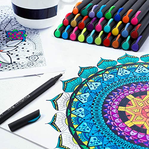 Tebik 80 Pack Planner Pens Colored Pens, 72 Colors Drawing Pens with 8 Stencils, Fineliners for Journal Planner Note Calendar Writing Coloring, Tebik