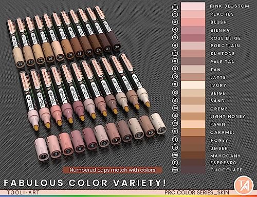 TOOLI-ART 22 Acrylic Paint Markers Paint Pens Pro Color Series Set 3mm Medium Tip for Rock Painting, Glass, Mugs, Wood, Metal, Glass Paint, Canvas, TOOLI-ART