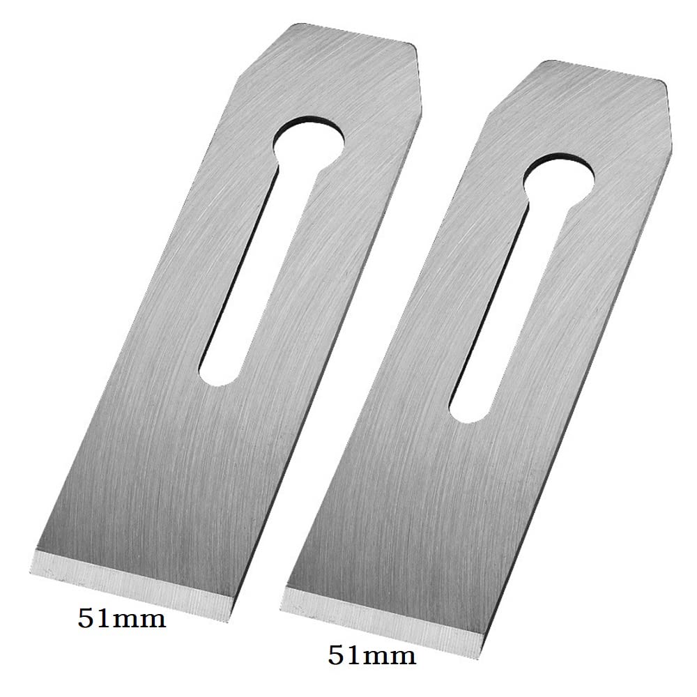 TorSor 2 Pack Bench Hand Plane 2-Inch Blade Replacement Woodwork Planer Cutter 51MM Wide Iron Blades Steel Carpentry Edge Trimming Saw for No.4 No.5 TorSor