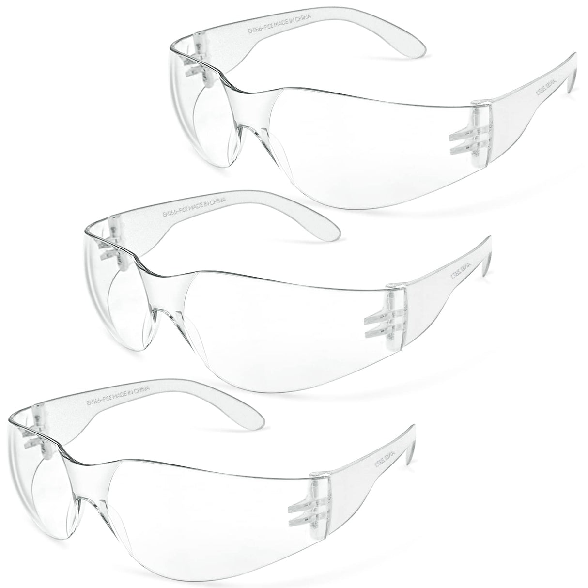TICONN 3 Pack Clear Safety Glasses for Men, Safety Goggles with Scratch Impact Resistant Meets ANSI Z87.1 Standard (3 Pack) TICONN