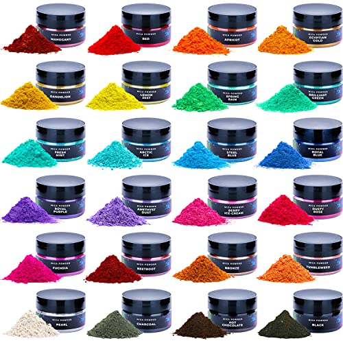 Mica Powder for Epoxy Resin - Pigment Powder for Nails - Epoxy Resin Color Pigment - Mica Powder for Soap Making, Lip Gloss – 24 Jars, 10g of Epoxy Soap Shop