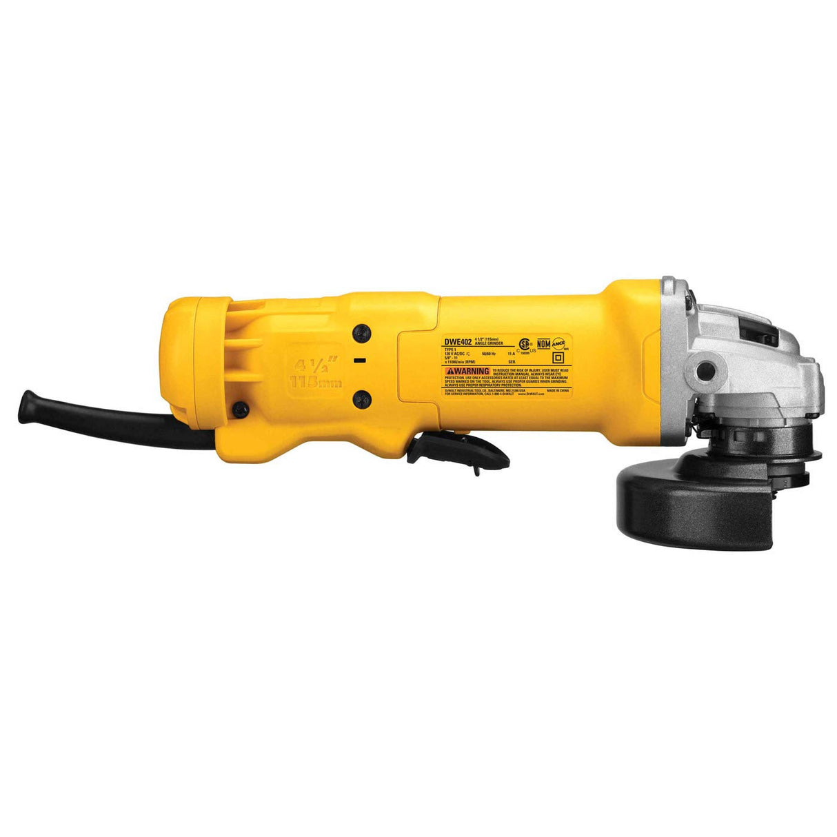 DEWALT Angle Grinder, 4.5 Inch, 11 Amp, With Paddle Switch (DWE402), Black DEWALT