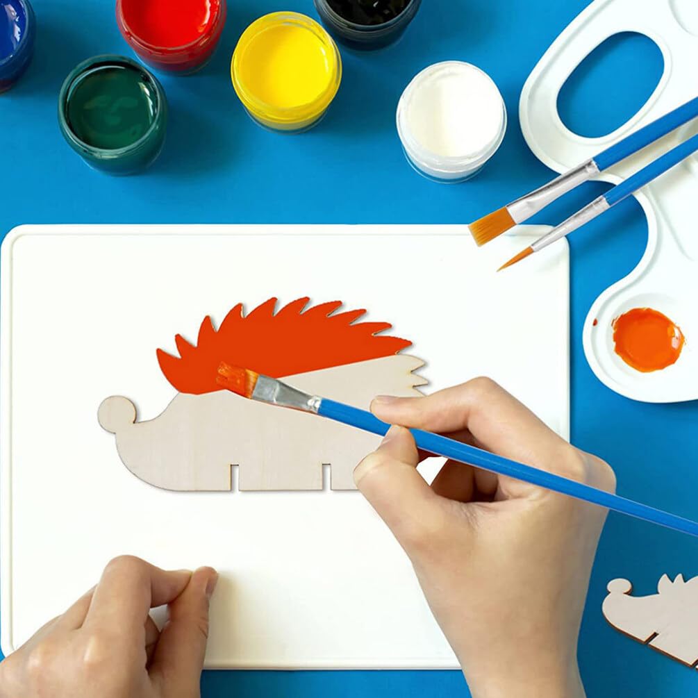 ABOOFAN Hedgehog Wooden Cutouts Unfinished Wood Slices Pieces Blank Hedgehog Animals Wooden Painting Crafts Embellishments Art Crafts Supplies ABOOFAN