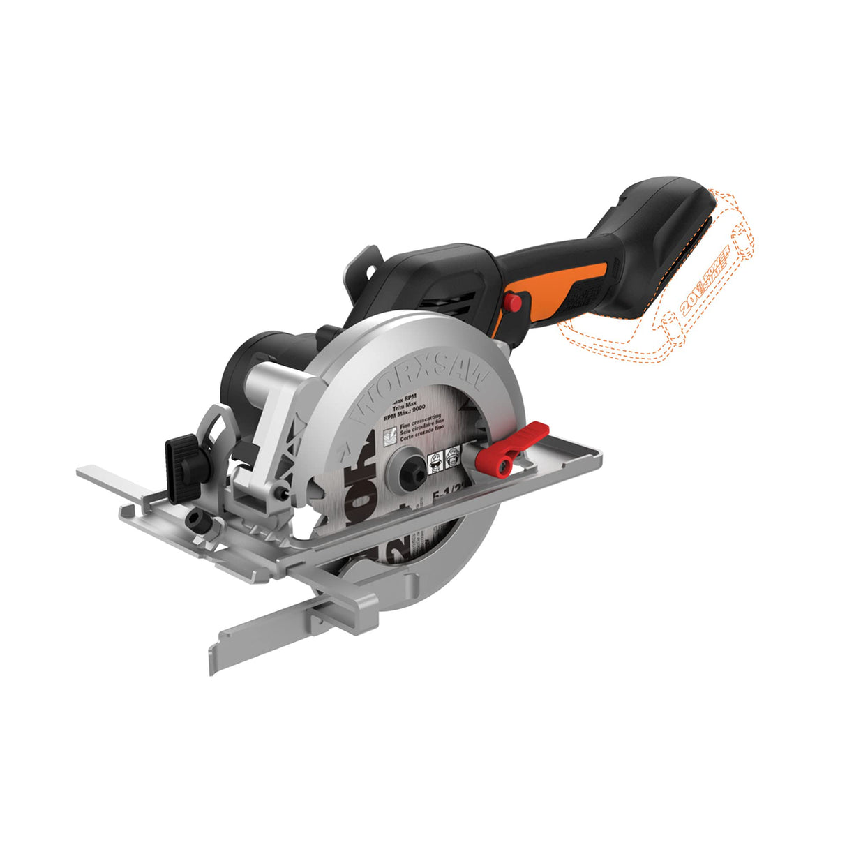 Worx WX531L.9 20V Power Share WORXSAW 4.5" Cordless Compact Circular Saw (Tool Only) WORX
