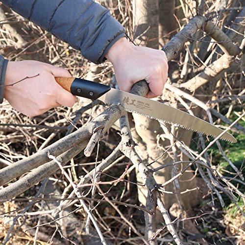 KAKURI Japanese Pruning Saw with Sheath 8.2" Made in JAPAN, Japanese Hand Pull Saw for Gardening and Camping, Non-Slip Cork Handle KAKURI