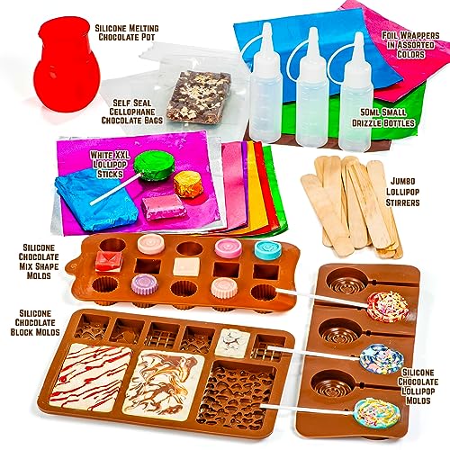 GirlZone Little Choco Delights Maker Kit, Chocolate Making Kit with Candy Bar Molds to Make Your Own Chocolate Bar, Exciting Christmas Crafts for GirlZone