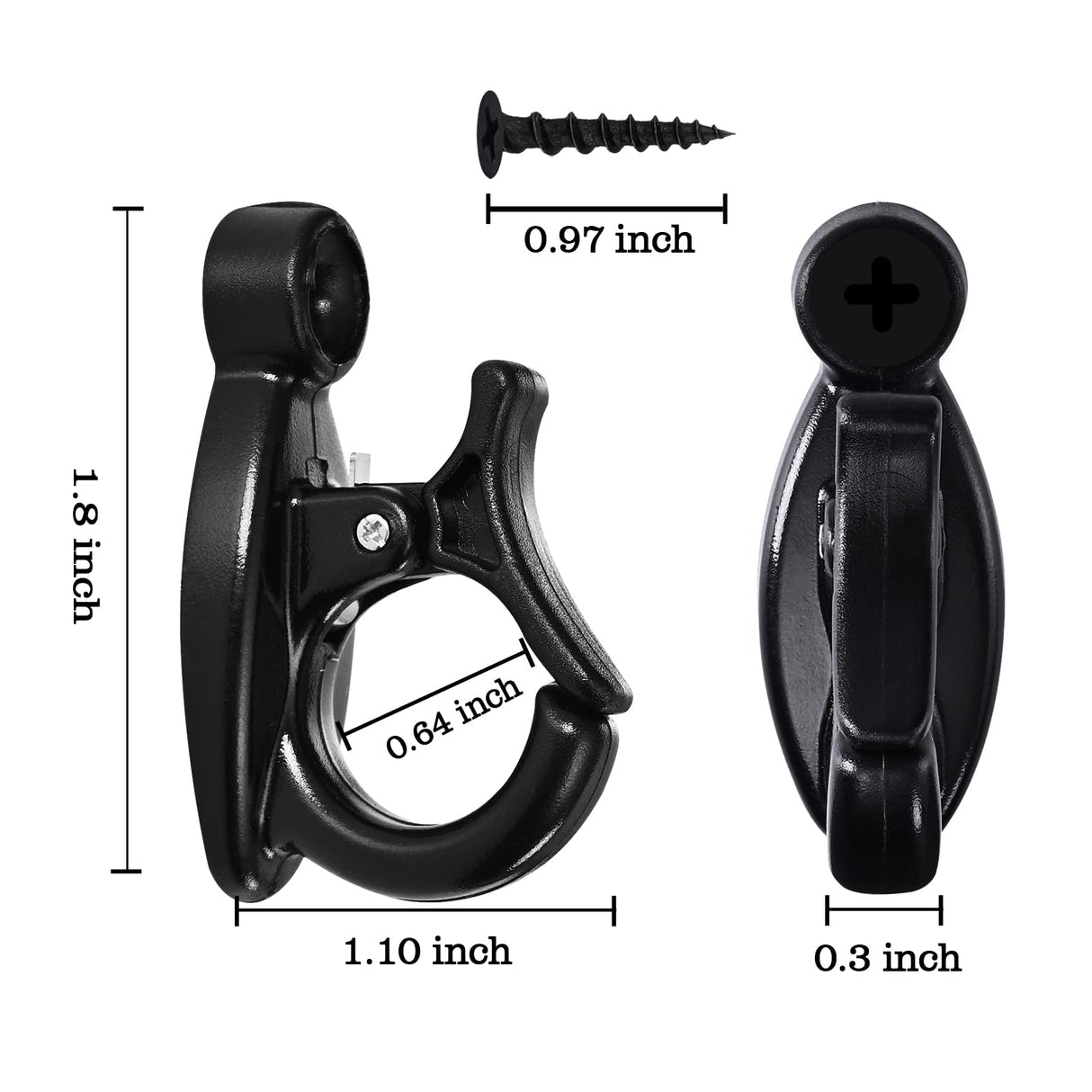 Elrswy Light Hanger Hooks,String Light Hooks,Screw-in Hooks for Hanging String Lights and Wire,Plants,Wind Chimes,Plastic,Black,20 Pack Elrswy