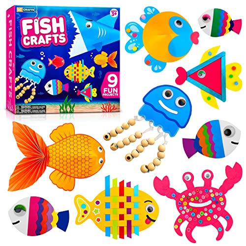 Arts and Craft Kit for Toddlers Ages 2, 3, 4, 5 Years - Craft 9 Fun Fish Characters LC Crafts