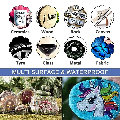 28 Color Paint Markers Pens Set, Oil-Based Permanent Paint Marker, Medium Tip, Quick Dry and Waterproof Paint Pen for Rock Painting, Ceramic, Wood, TFIVE