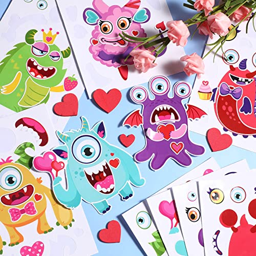 Valentine's Day Craft Kits Face Stickers for Kids Valentines Party Favors Supplies Make Your Own Face Stickers Heart Animal Crafts for Kids Birthday Outus