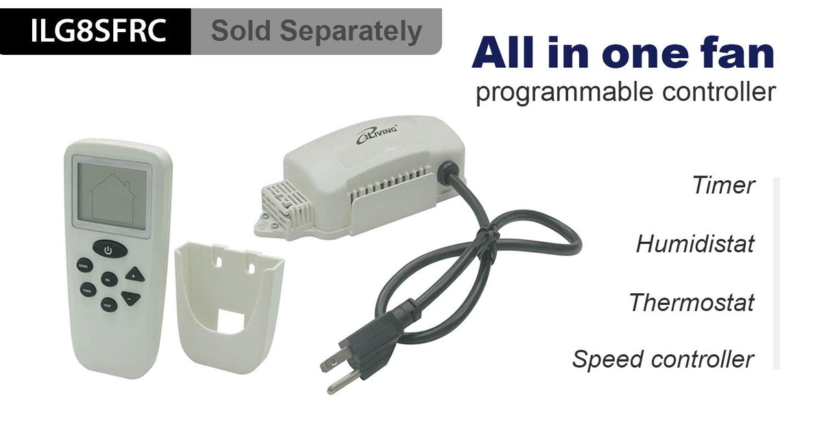 iLiving - 24" Wall Mounted Exhaust Fan - Automatic Shutter - Variable Speed - Vent Fan For Home Attic, Shed, or Garage Ventilation, 4244 CFM, 6200 iLiving