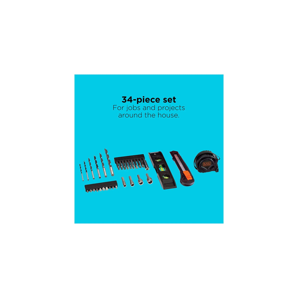 BLACK+DECKER 20V MAX Drill & Home Tool Kit, 34 Piece (BDCD120VA) , Orange BLACK+DECKER
